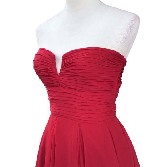 Arden B Red High Low Ruffle Strapless Evening Party Dress Size Small - Picture 7 of 10